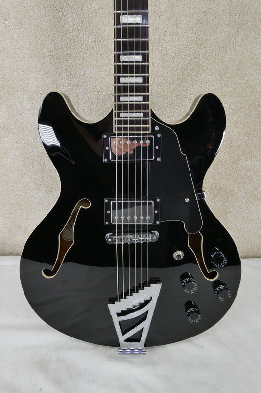 D'Angelico Premier DC Semi-Hollow Double Cutaway with Stairstep Tailpiece 2015 - Black w/GB USED