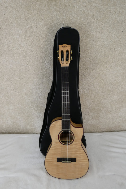 Kala All Solid Flame Maple Cutaway Baritone Ukulele w/ EQ & Bag (KA-ASFM-B-CE)