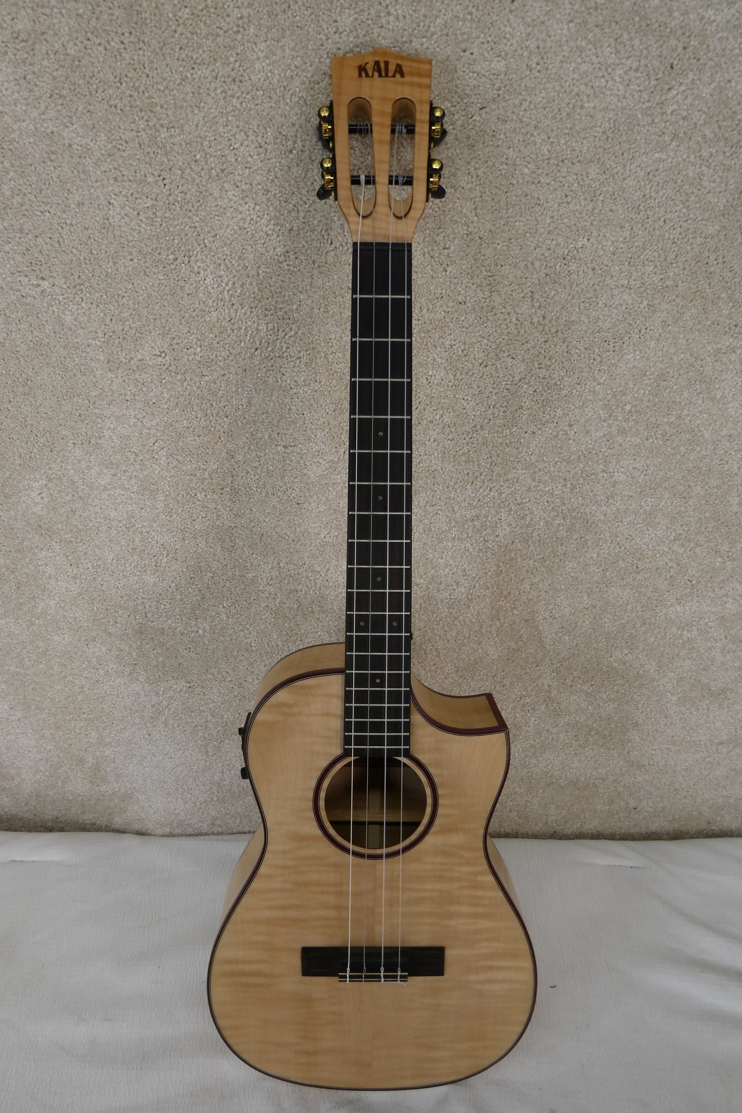Kala All Solid Flame Maple Cutaway Baritone Ukulele w/ EQ & Bag (KA-ASFM-B-CE)