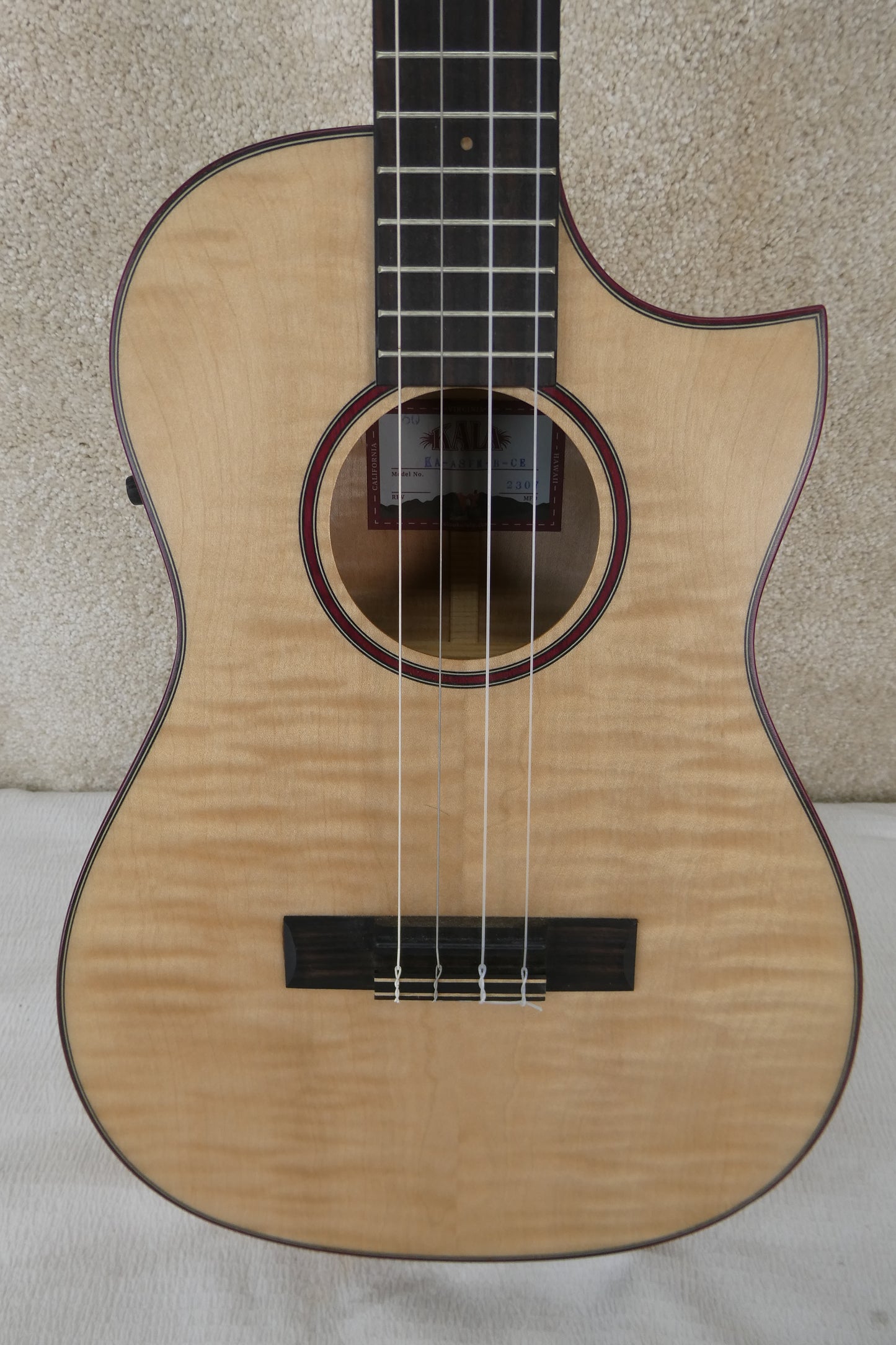 Kala All Solid Flame Maple Cutaway Baritone Ukulele w/ EQ & Bag (KA-ASFM-B-CE)