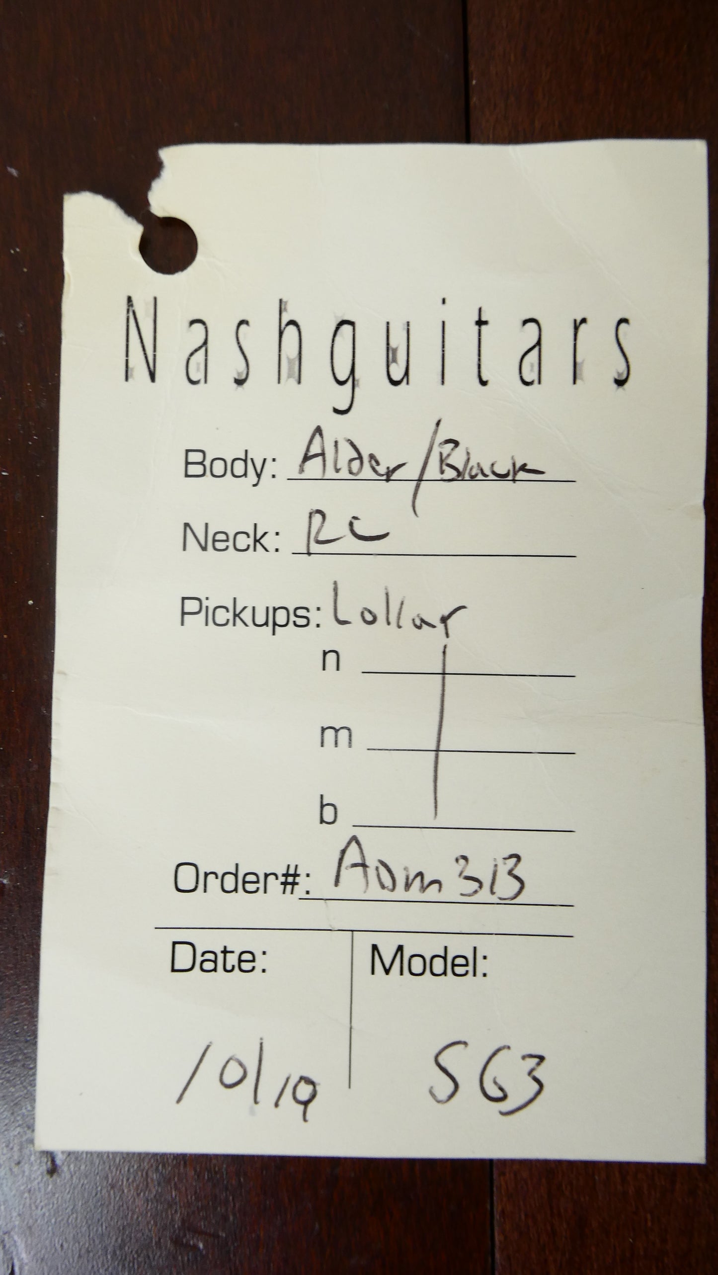 Bill Nash Stratocaster SG3 2019 - Alder/Black Body - Lollar Pickups w/OHSC USED