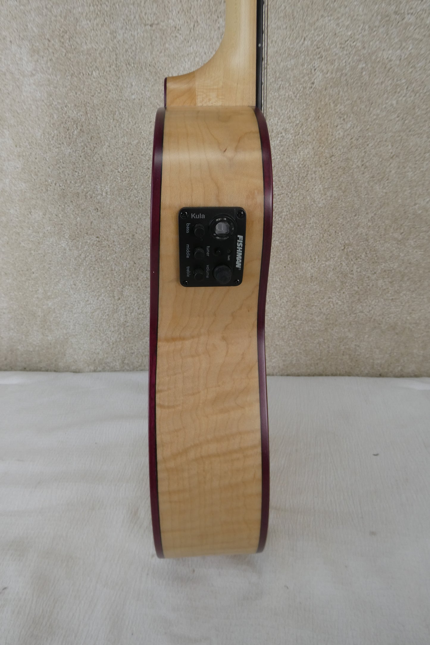 Kala All Solid Flame Maple Cutaway Baritone Ukulele w/ EQ & Bag (KA-ASFM-B-CE)
