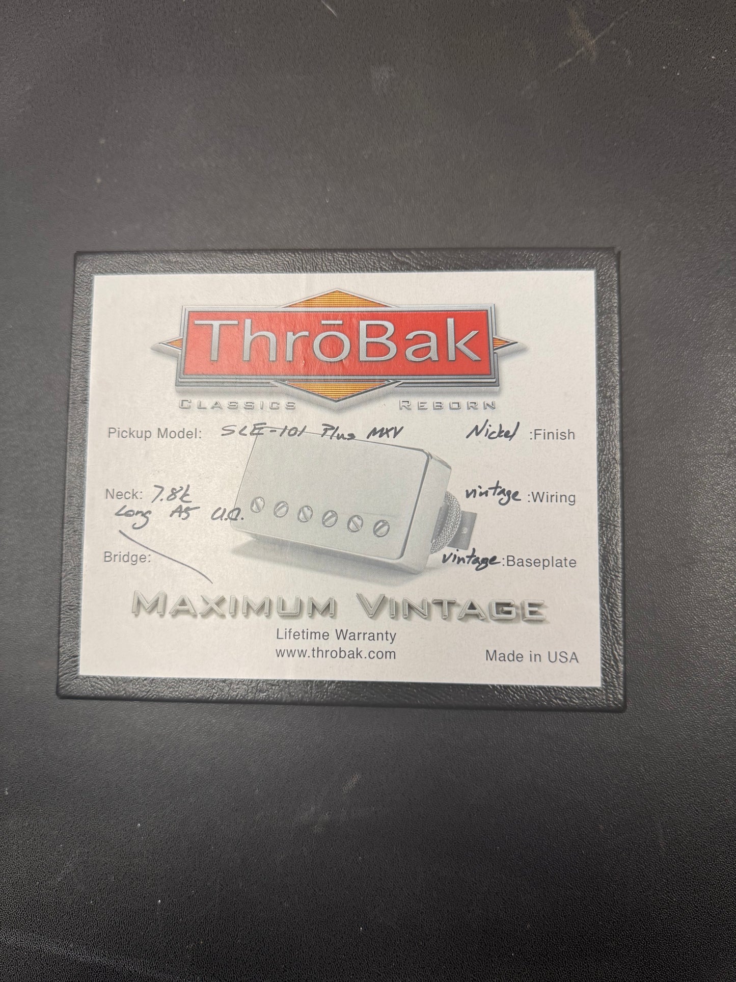 ThroBak Maximum Vintage Pickups  Maximum Vintage Neck and Authentic PAF in Bridge